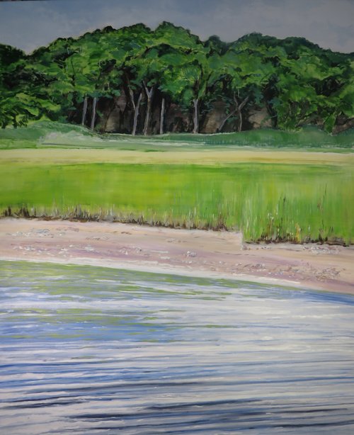 Three Mile Harbor, 2015, oil, canvas, 94 x 78 in, $16,000