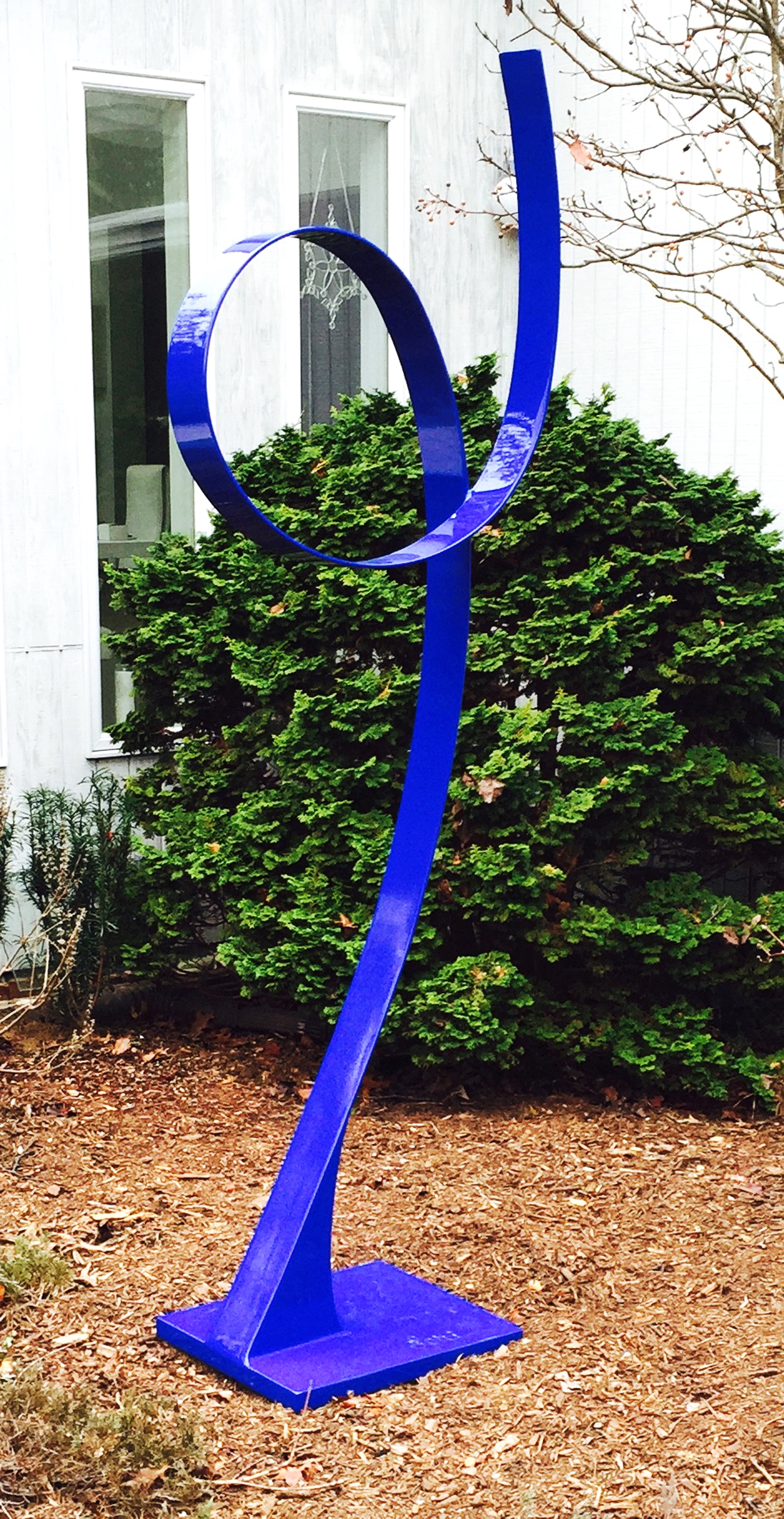 Blue Ribbon #2, 2015, painted, welded steel, 80 x 16 x 20 in, SOLD