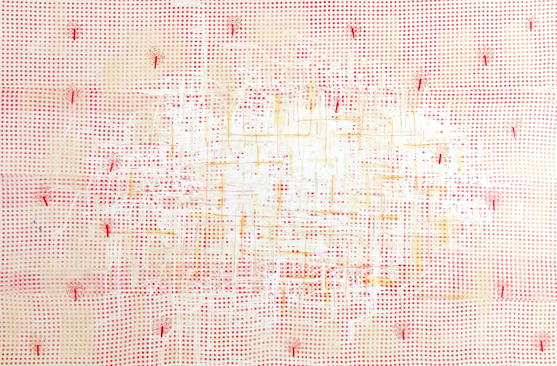 Topography, 2018, mixed media on canvas, 48 x 72 in, SOLD