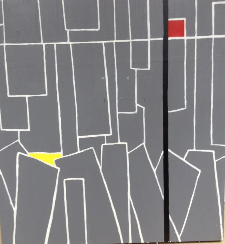 Rectangular Rhythms, 2014, acrylic on galvanized steel, 44 x 41 in, $3500