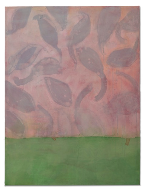 Leaves, 2019, dyed silk, acrylic,on canvas, 30 x40 in, $6,000