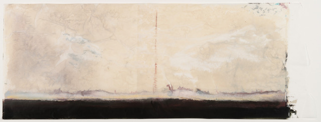 Townline at Fog, encaustic wax on Japanese rice paper, 25 x 56 in, SOLD