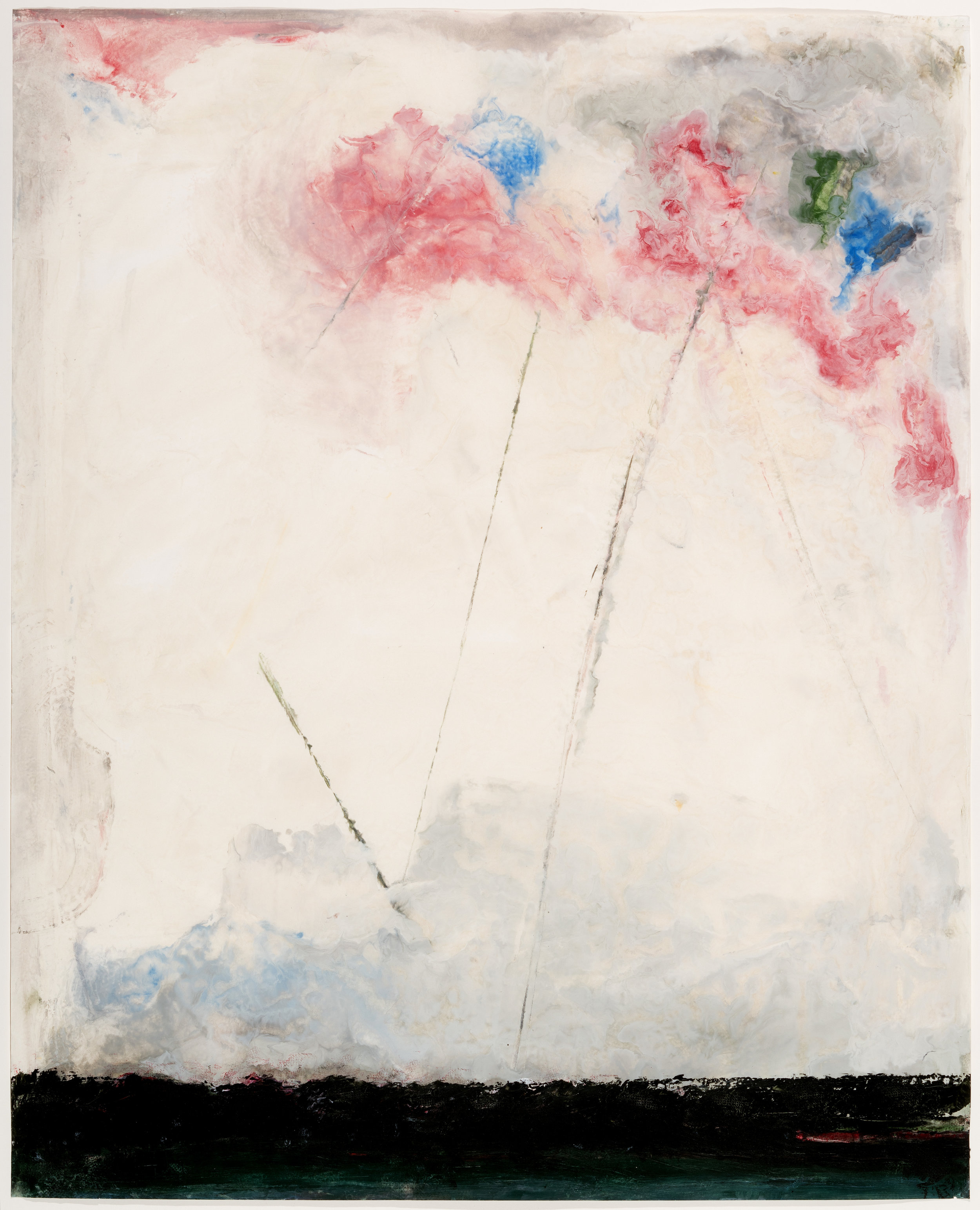 Lolli Pop Flowers, 2018, encaustic on rice paper, 47 x 39 in, SOLD