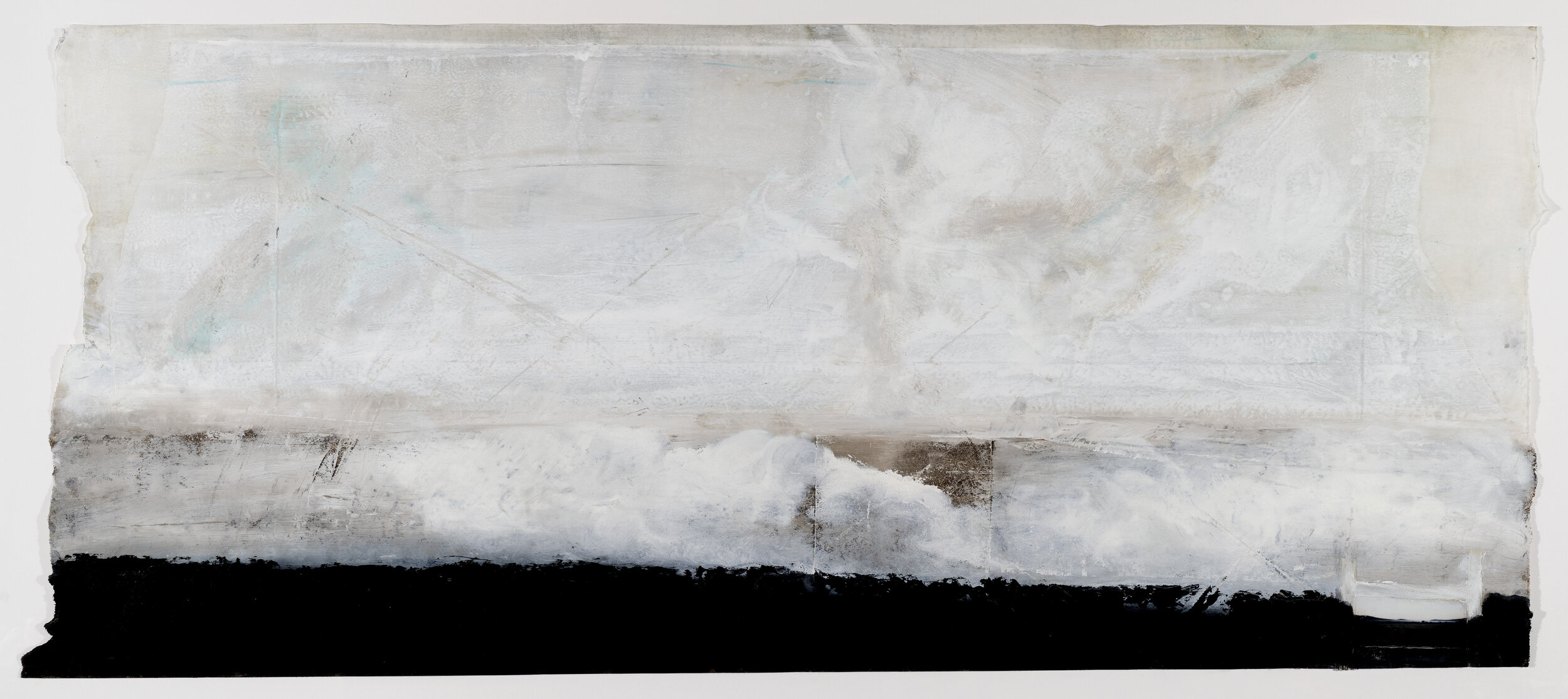 Polaroid Wave, 2019, encaustic wax on Japanese rice paper, 32 x 56 in, SOLD