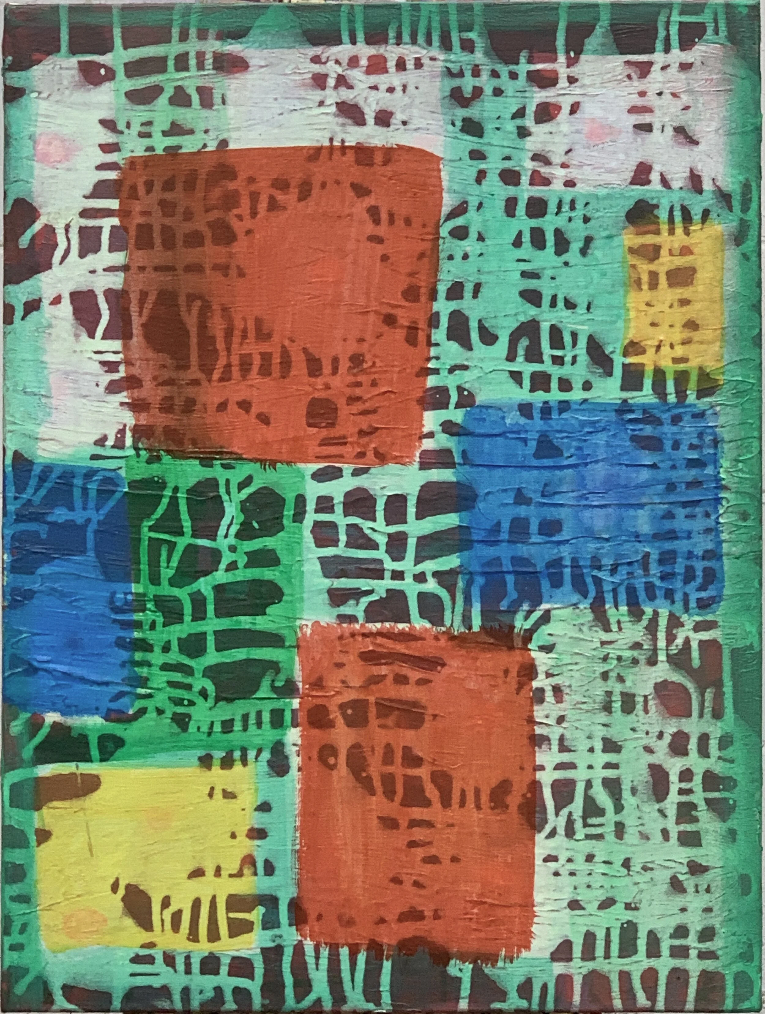Quilted Green, 2019, acrylic on canvas, 24 x 19 in, $950