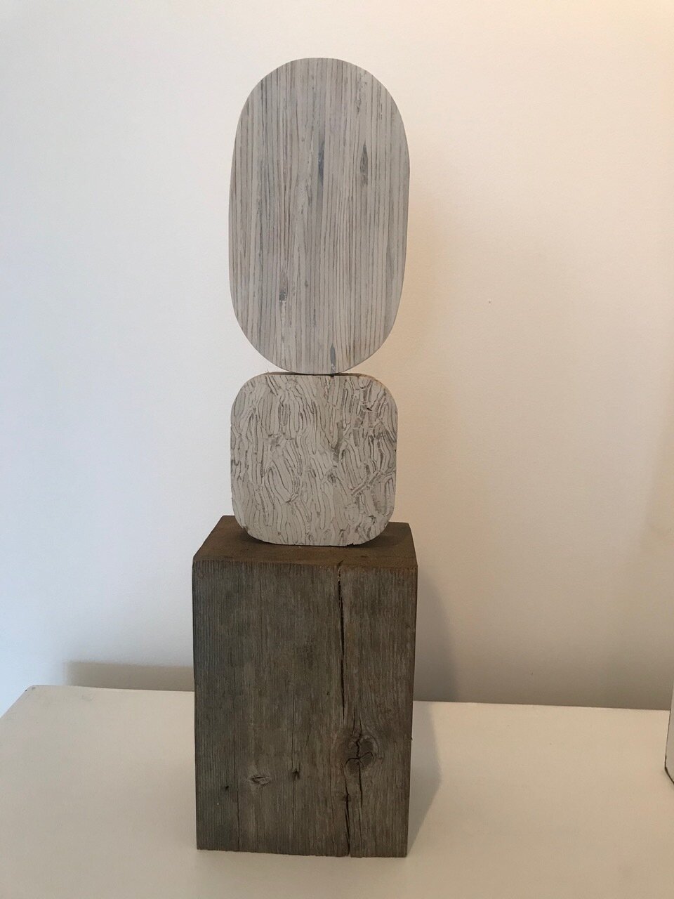 Beacon with White by Aurelio Torres, 2020, mixed media on found lumber, 4 x 5 in, $3,200