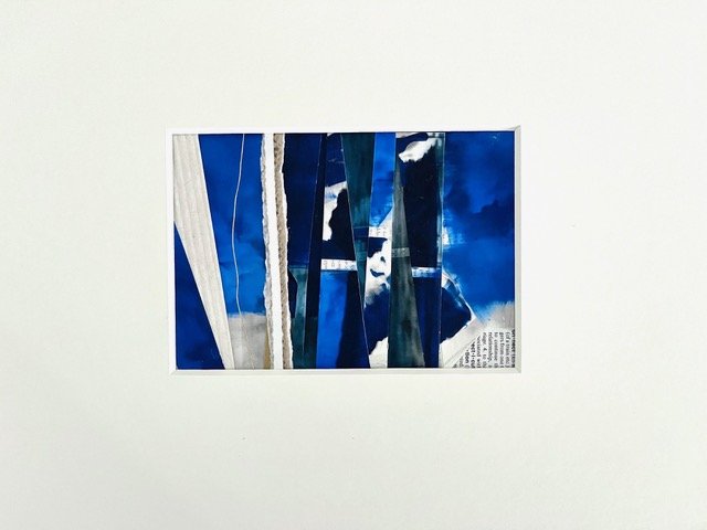 Azure, cut photographs; deckle-edge paper handmade by artist; metallic and other cut papers; ink 11 x 14 inches, SOLD