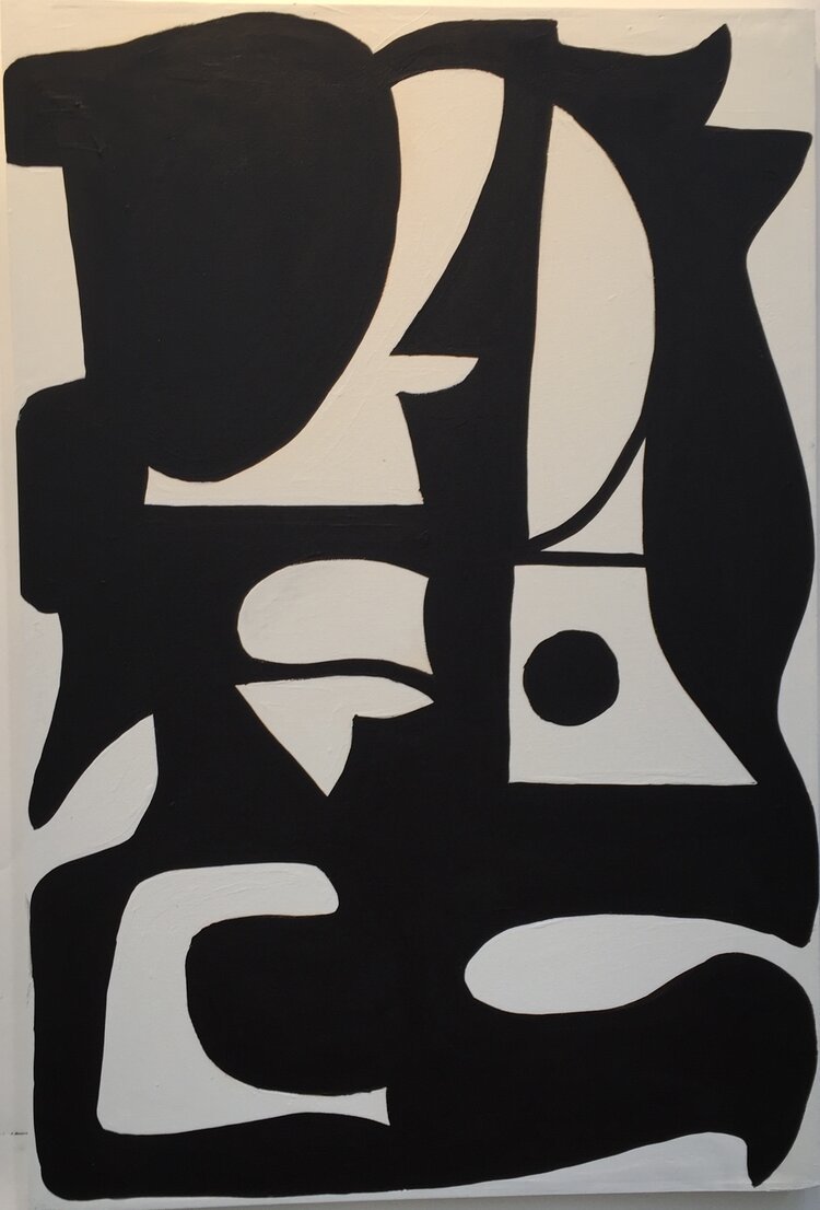 Dennis Leri, Black and White #2, Acrylic on canvas, 36 x 24 inches, $2500