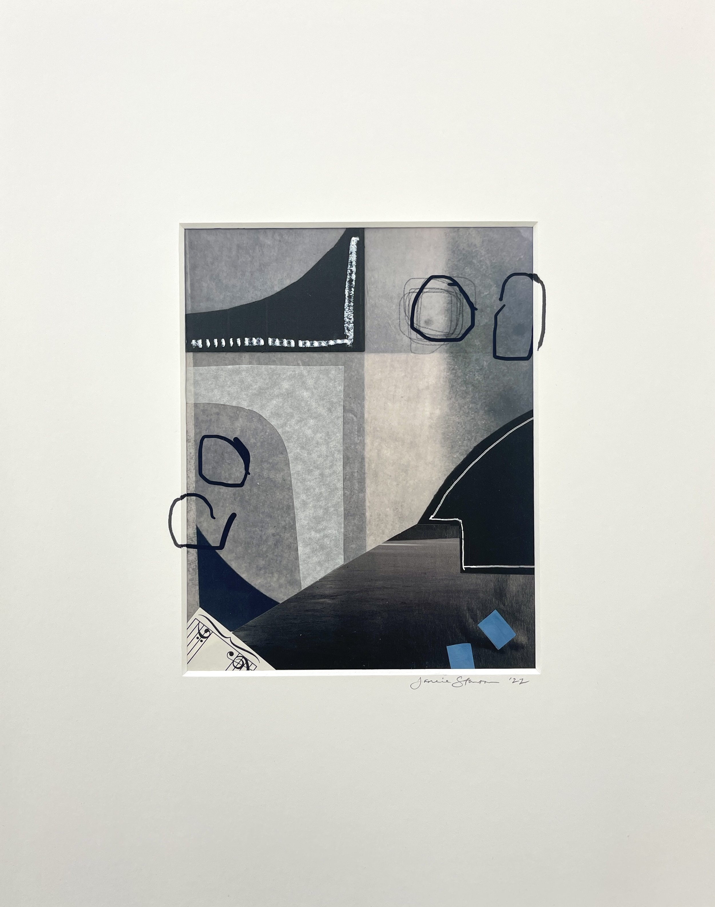 Untitled 77, 2022, cut papers; vellum; ink; oil stick, 16 x 20" (40.64 x 50.8 cm), $2300.