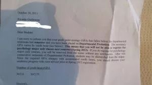 My academic probation letter
