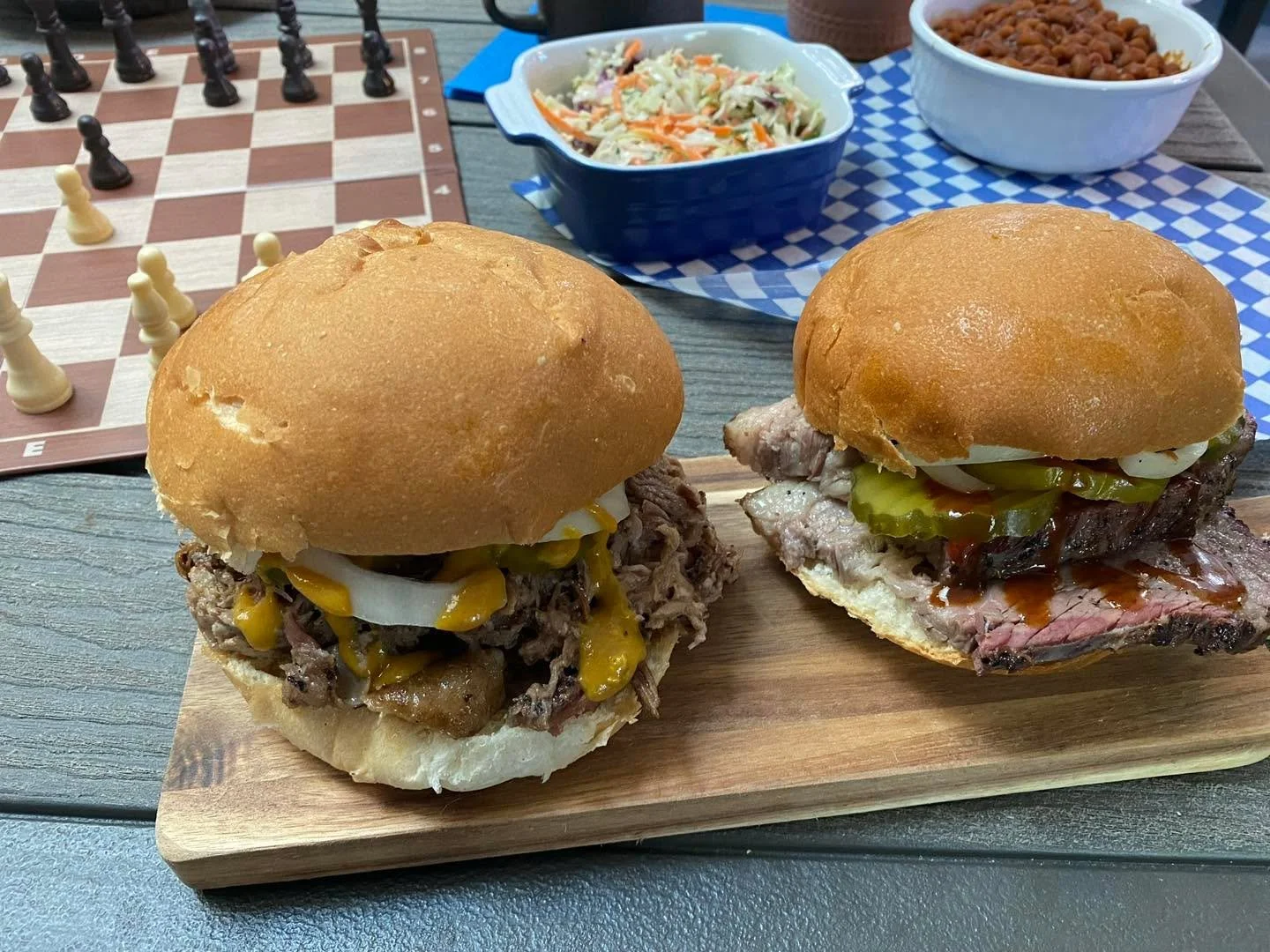 Perfect pairing!! Our signature pulled pork and brisket. Sandwiches are perfect for a Saturday afternoon.  See you soon.!!