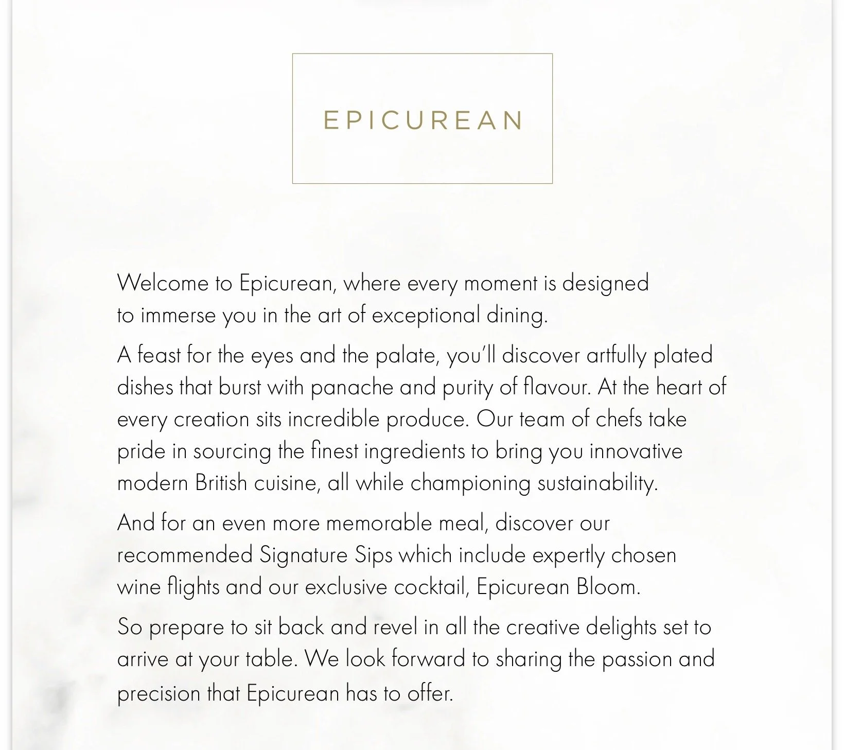 P&O Cruises Epicurean Signature Sips Menu A