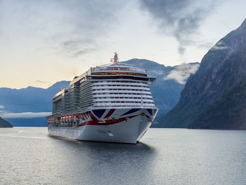 P&O Cruises Iona anchored in the Fjords
