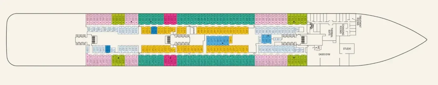 Horizontal deck plan of P&O Arvia Deck 5