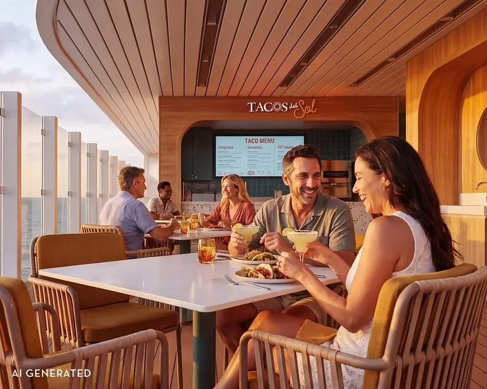 New: AI representation of new Tacos del Sol diner on Celebrity Beyond