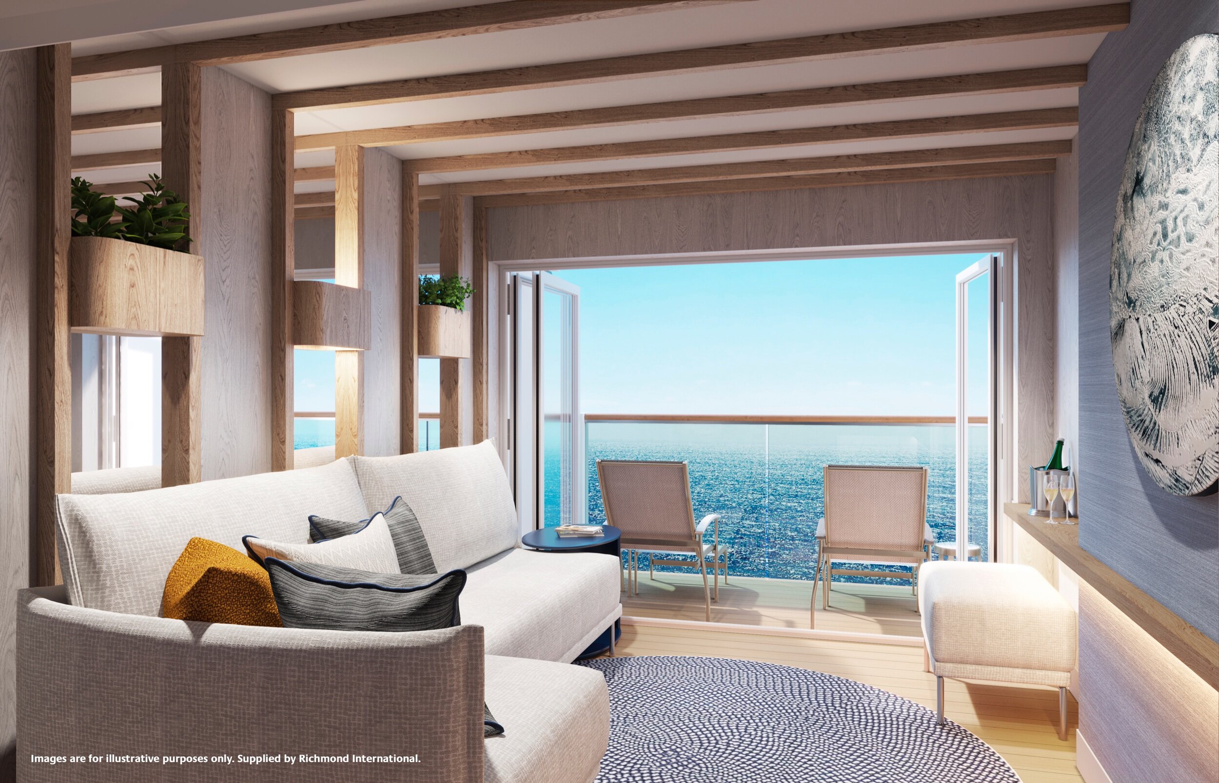 iona cruise ship deluxe balcony cabin P&O Iona Conservatory Mini-Suite. Image: P&O Cruises