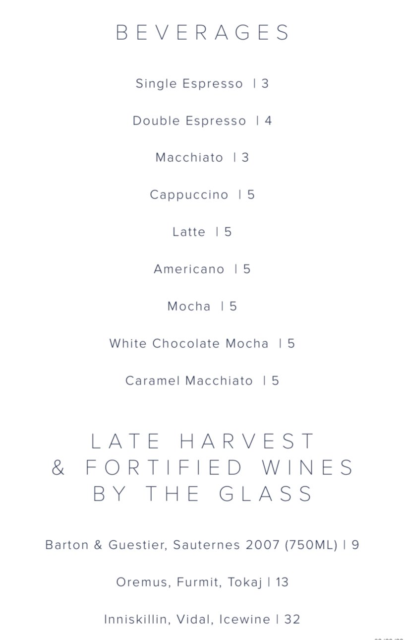 Le Voyage Drinks Menu