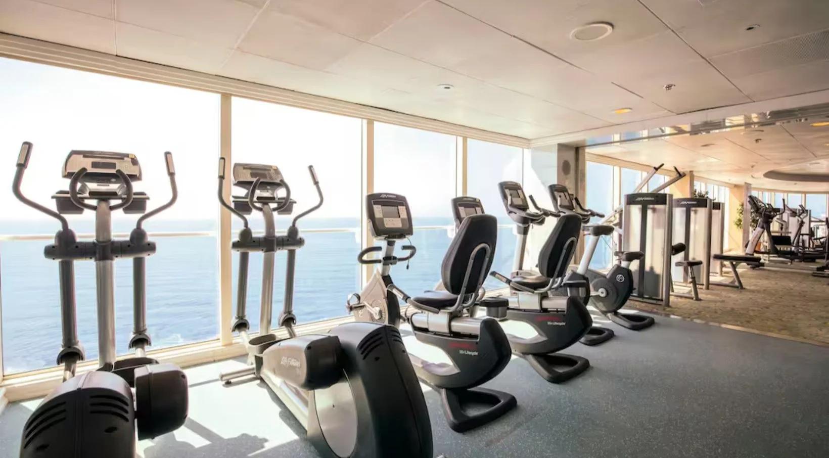 Get fit with a view in a cruise gym.