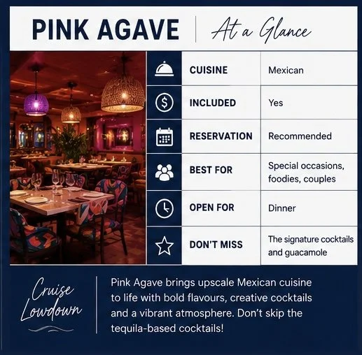 Overview of Virgin Voyages Pink Argave restaurant