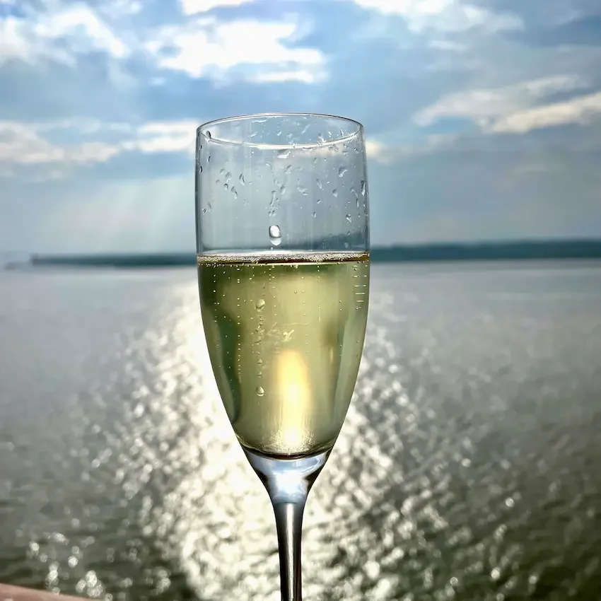 Champagne flute with a sea view will need a drinks package upgrade