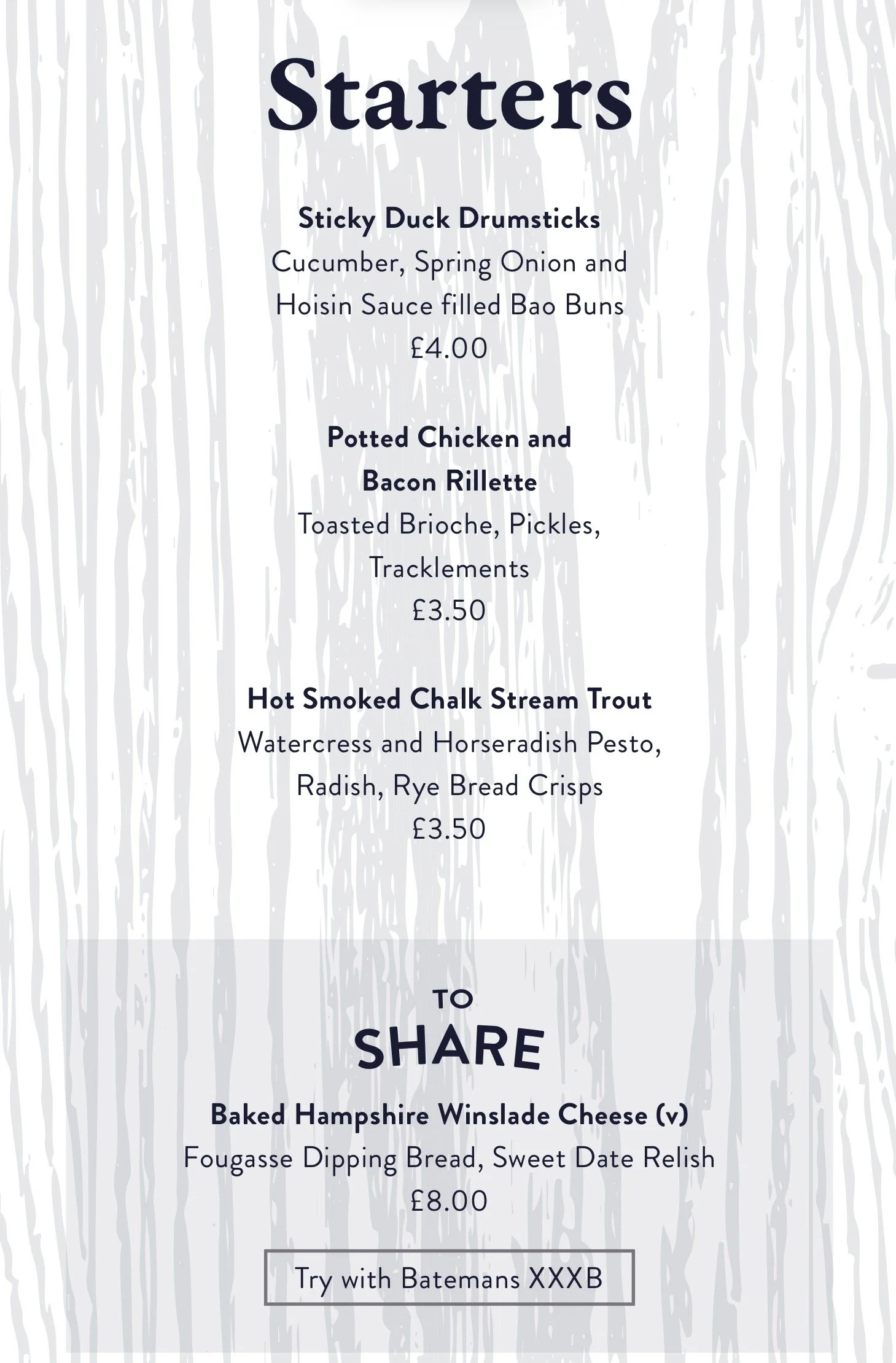 Keel & Cow Starter Menu P&O cruises