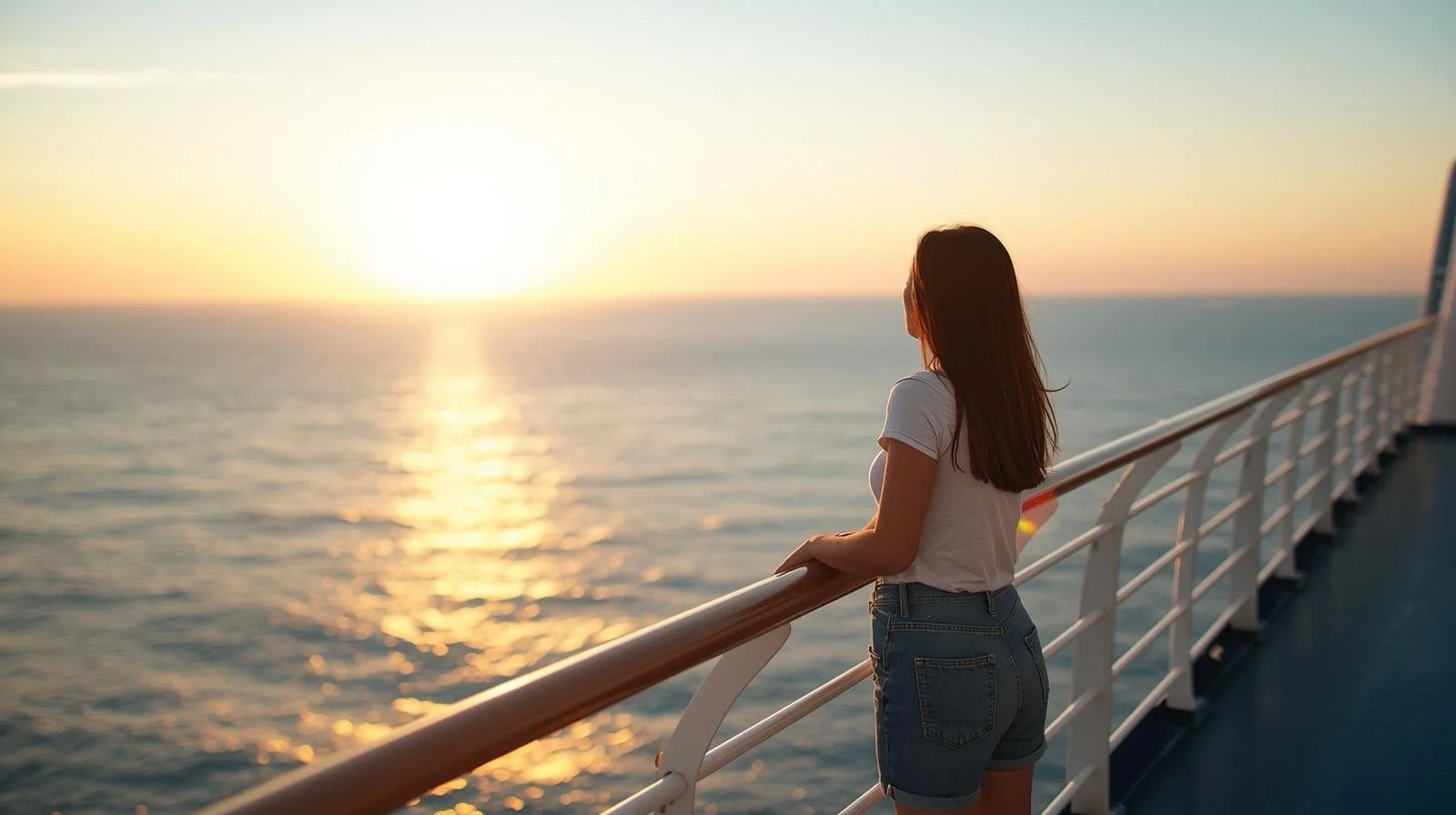 Passenger standing quietly at a cruise ship railing looking out over the ocean, reflecting the relaxed and accepting atmosphere onboard.