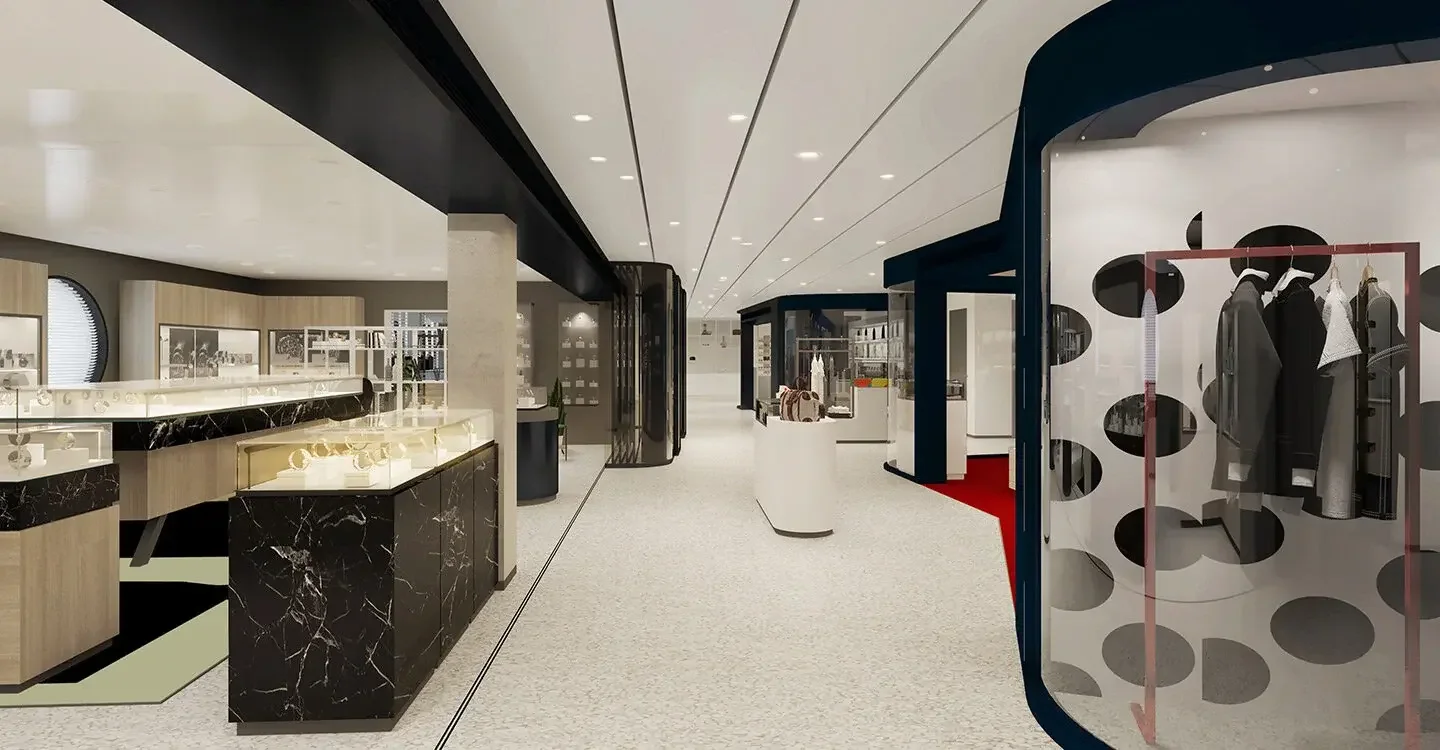 High Street luxury shops on Virgin Voyages Brilliant Lady