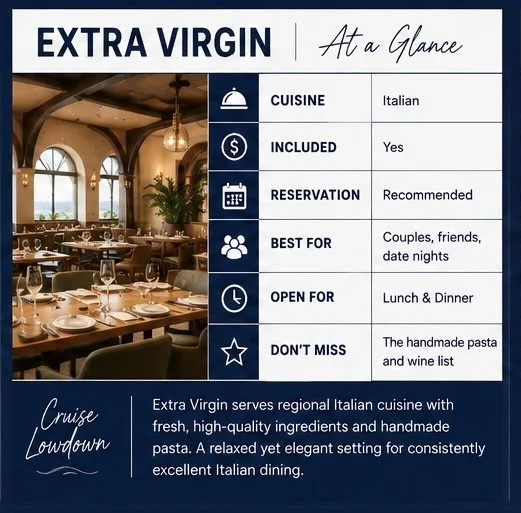 Overview of Extra Virgin on Virgin Voyages by Cruise Lowfown