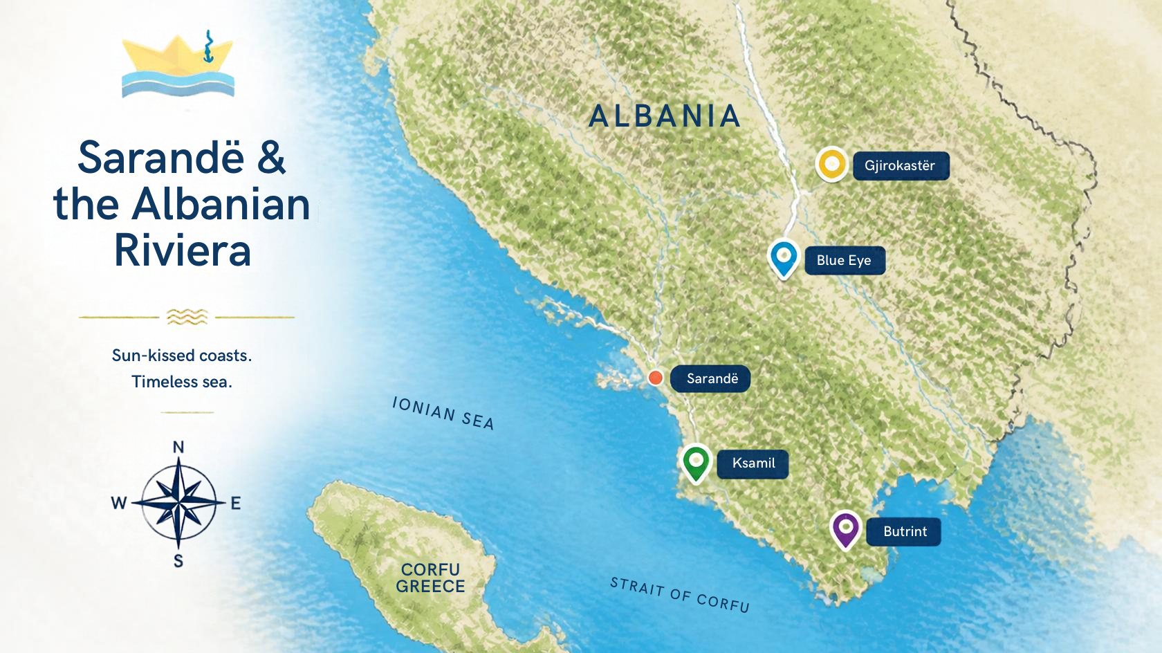 Cruise port of Sarandë, Albania Location Map