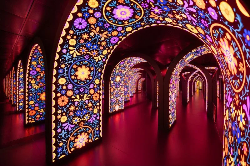 Coulourful Walkway into The Bazzar on Celebrity Xcel.