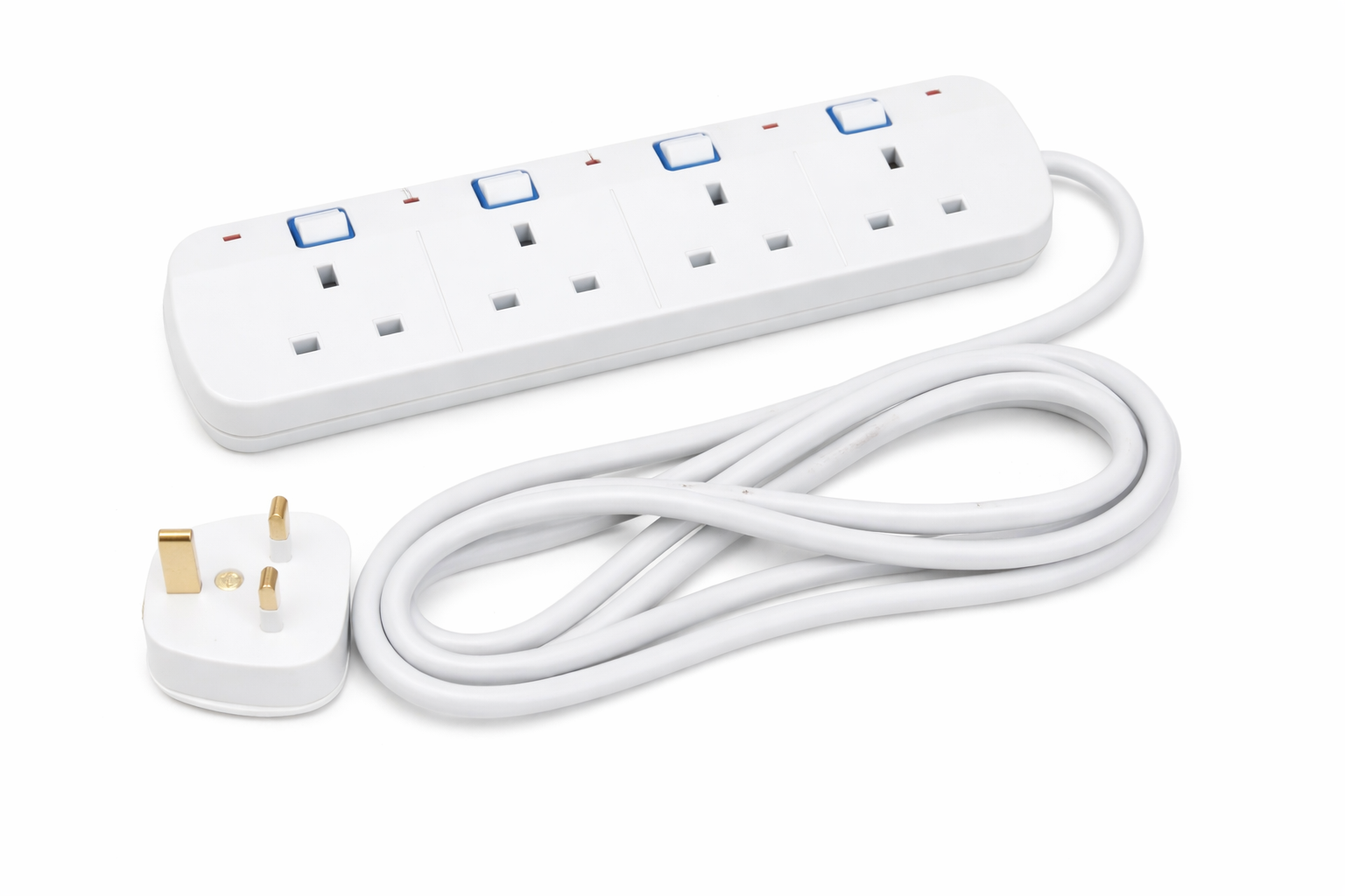 White multi socket extension lead