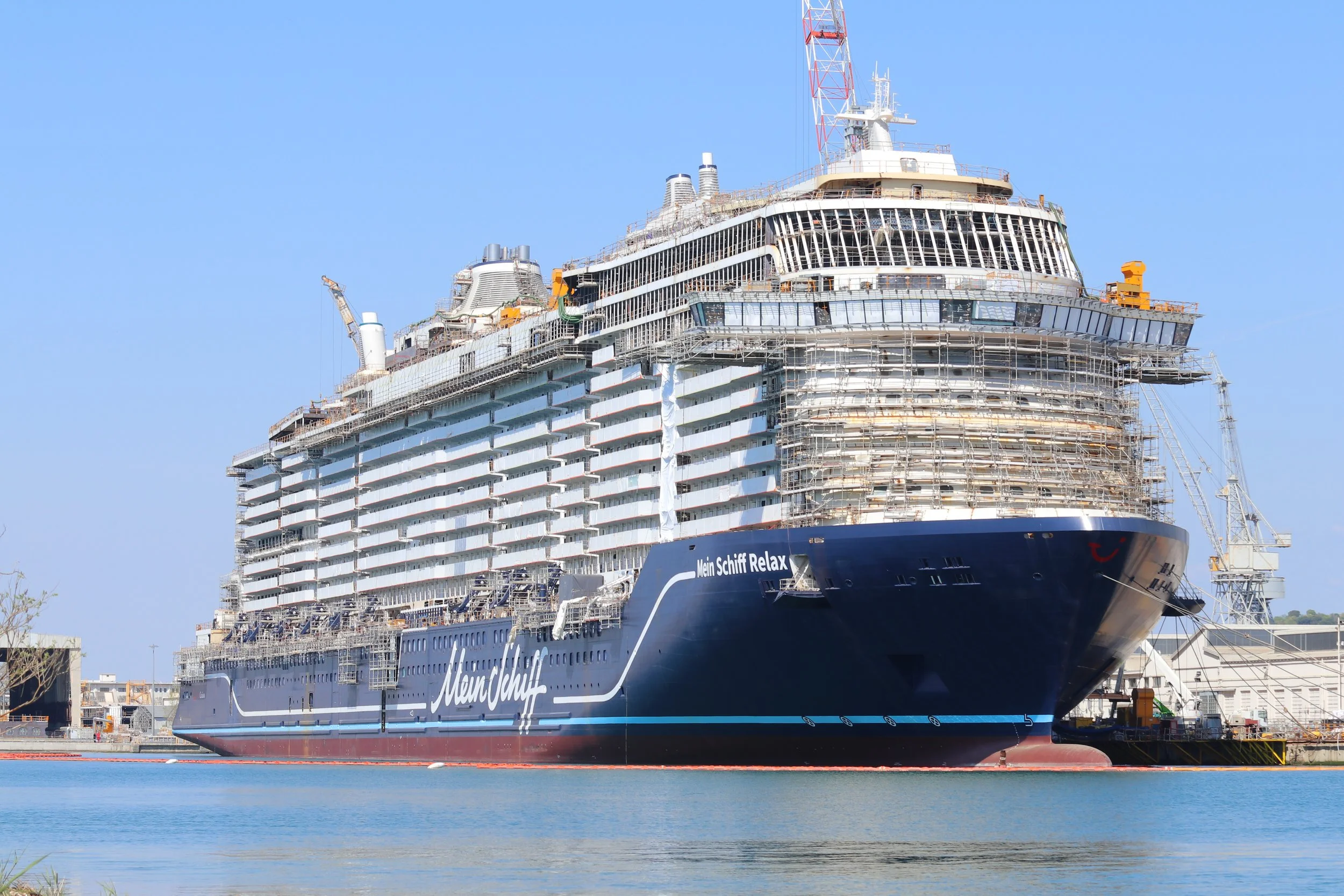TUI newbuild Mein Schiff Relax berthed in shipyard