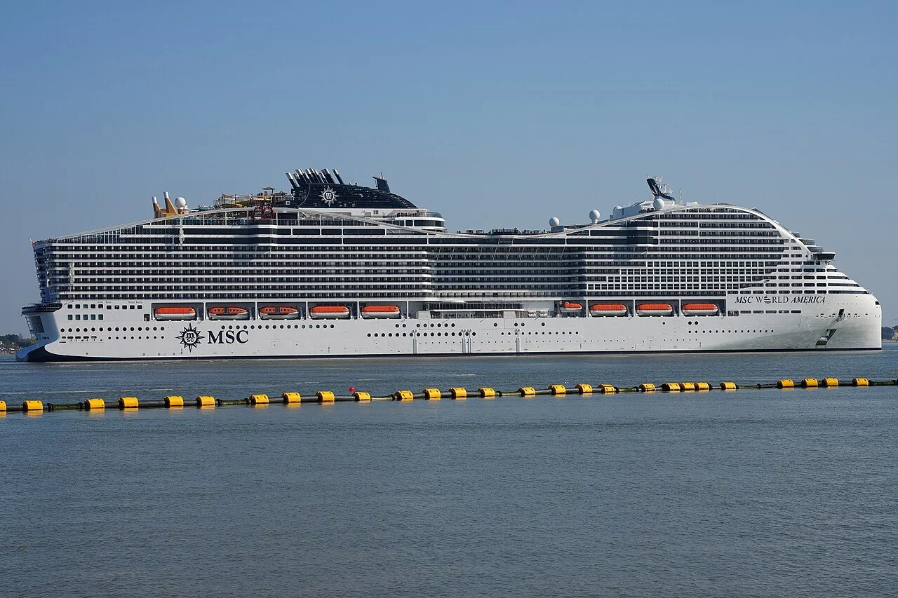 MSC World America cruise ship at sea