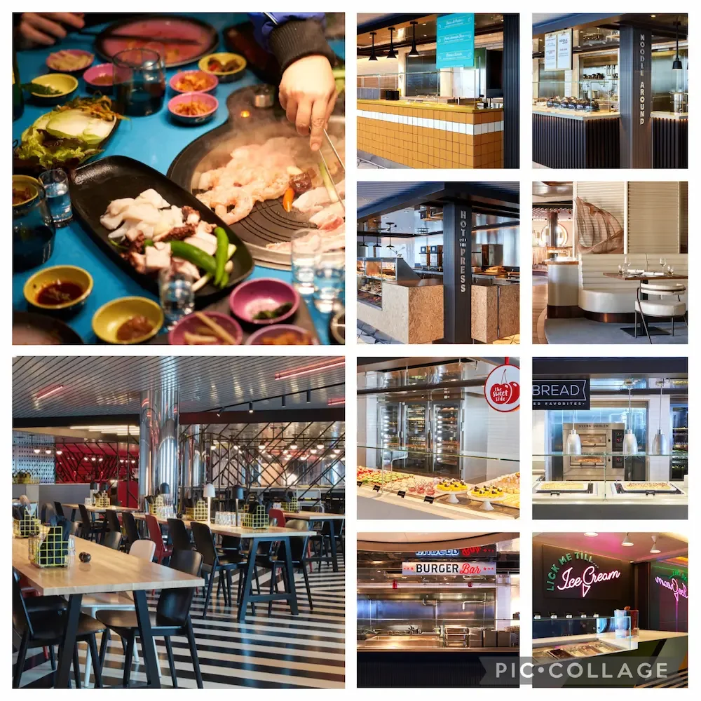 Image Collage of Dining Options on Virgin Voyages
