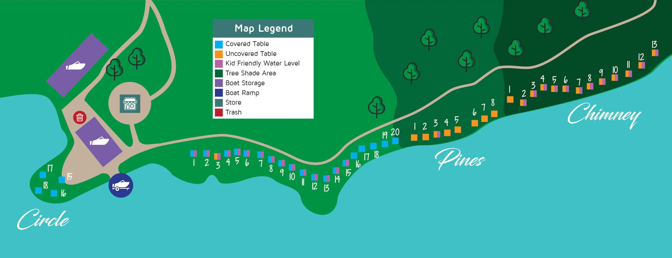 Marina at Greensport camping and RV park on the lake front of Neely