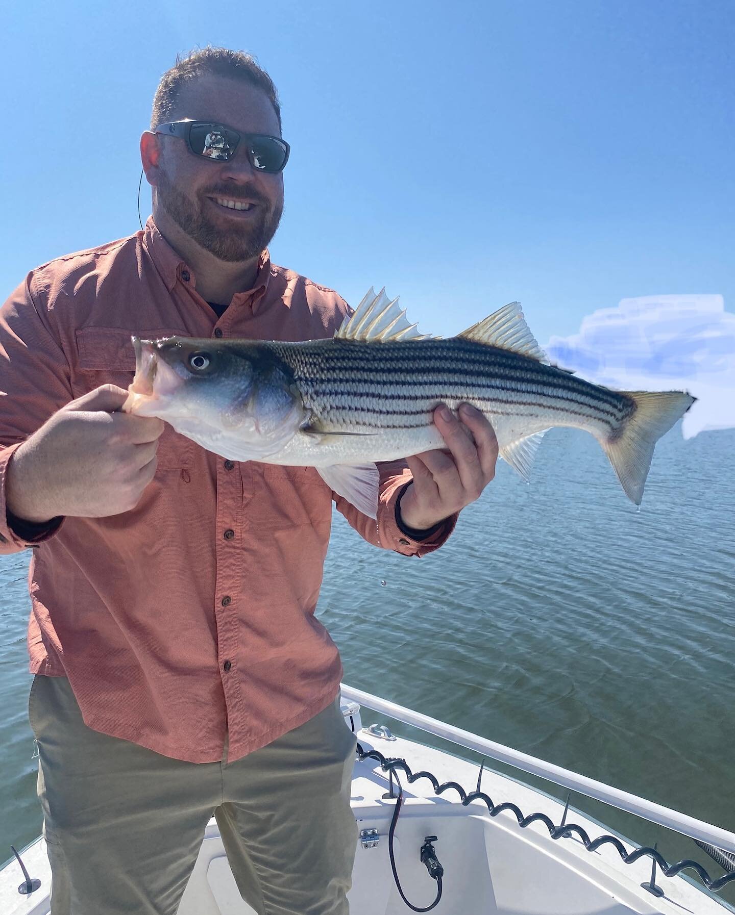 Weather fantastic but fish were a bit off in comparison to the past week. These guys were great though - caught some fish and had some laughs. #stripedbass #catchandrelease #keepfishwet #cascobay #coltonflyrods #orvisflyfishing #rockandsandcharters #