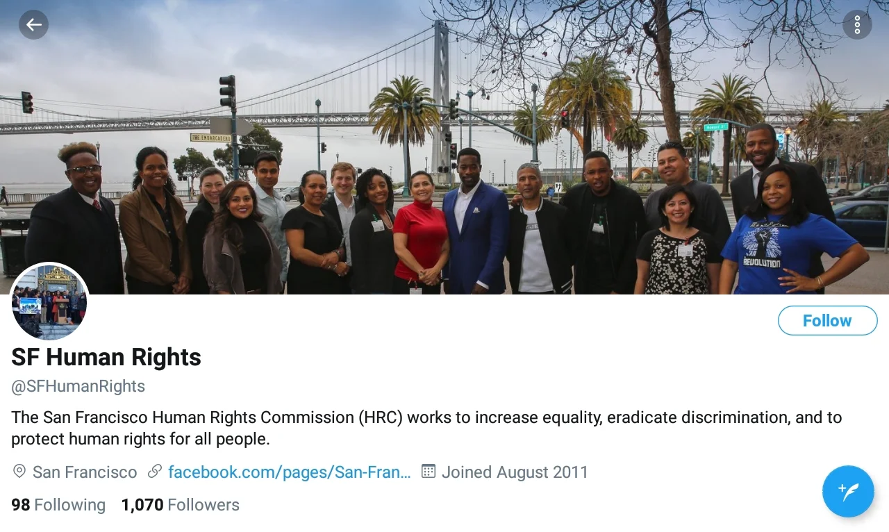 Twitter photo of San Francisco Human Rights Commission