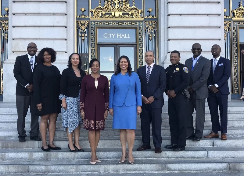 2018 Twitter photo of SF Mayor London Breed flanked by other Black SF officials
