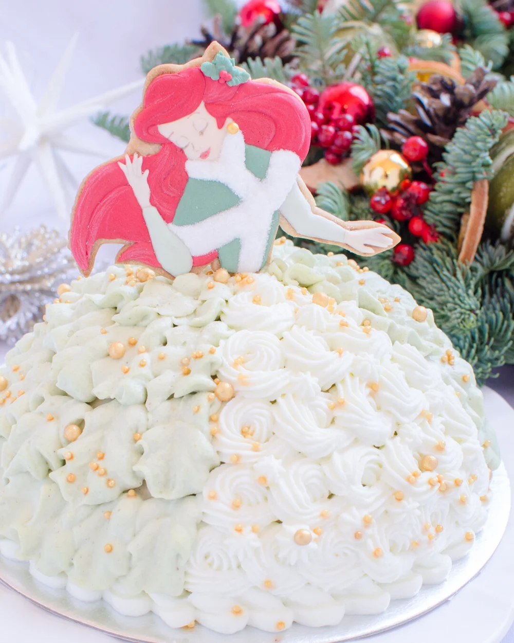 The Holly Little Mermaid Doll Cake 柊飾りのリトルマーメイド クリスマスケーキ Coucou Natsuha