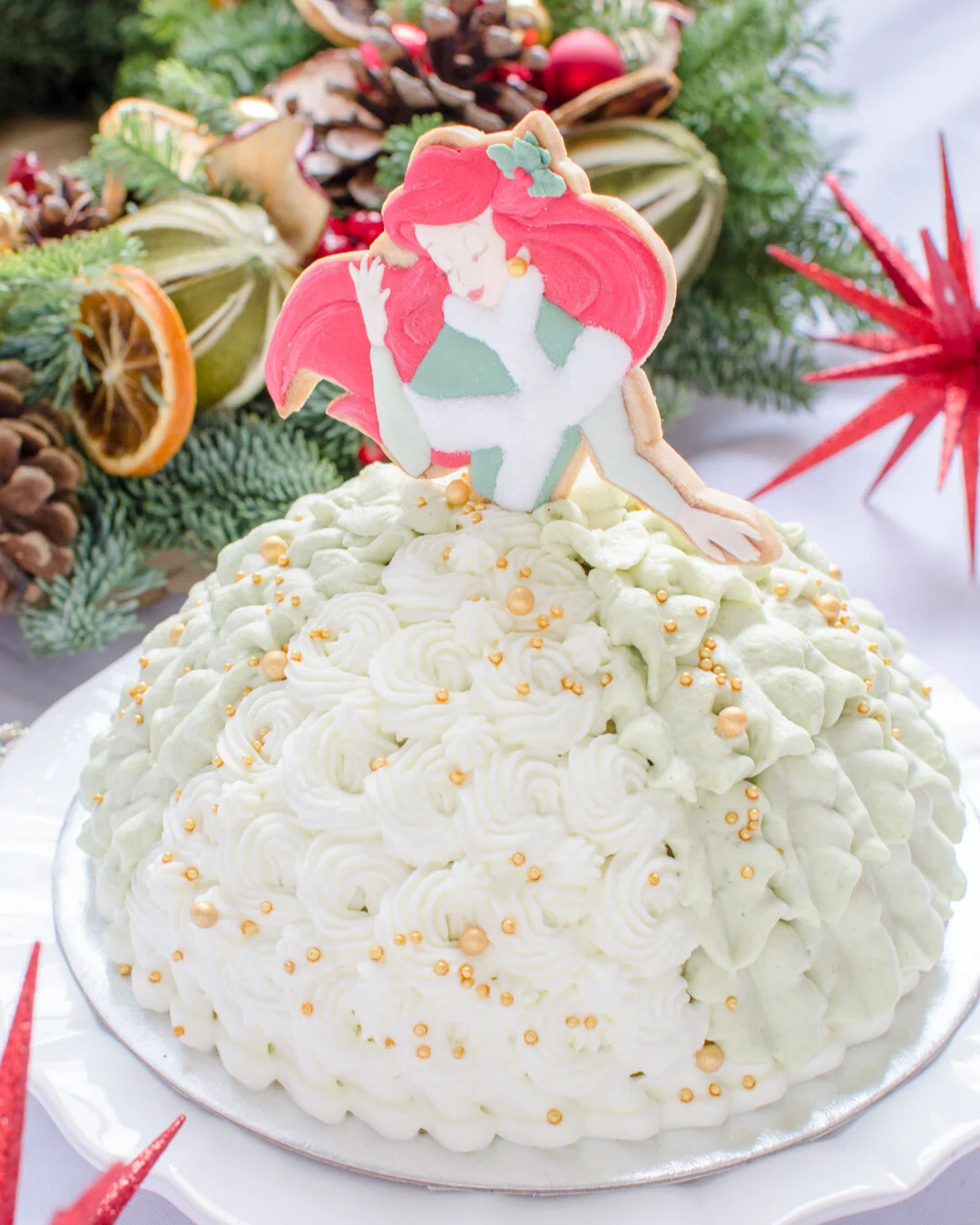 The Holly Little Mermaid Doll Cake 柊飾りのリトルマーメイド クリスマスケーキ Coucou Natsuha