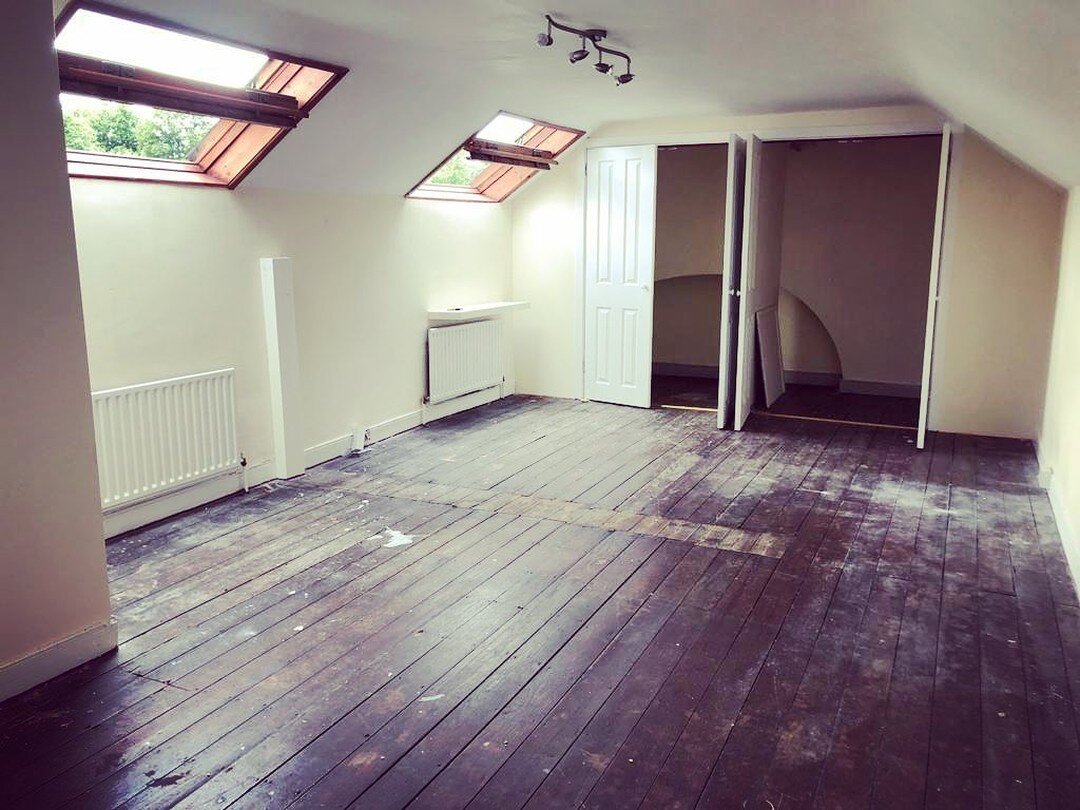 This is my new studio space! (On the top floor of our new home 💕). Currently full of boxes and a husband WFH (sigh) Need him out and need shelves in (might let him have a corner) I can&rsquo;t wait to transform this space into a creative sanctuary o