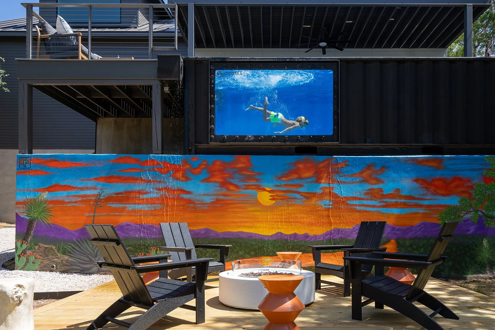 Austin airbnb pool with mural (Copy)