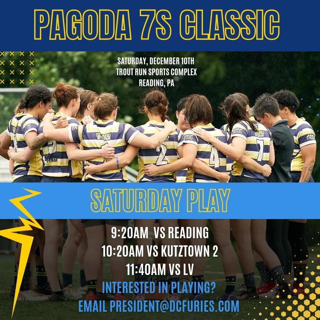 We're still looking for players to travel to Reading, PA for Pagoda 7s this weekend. Interested? Email president@dcfuries.com.