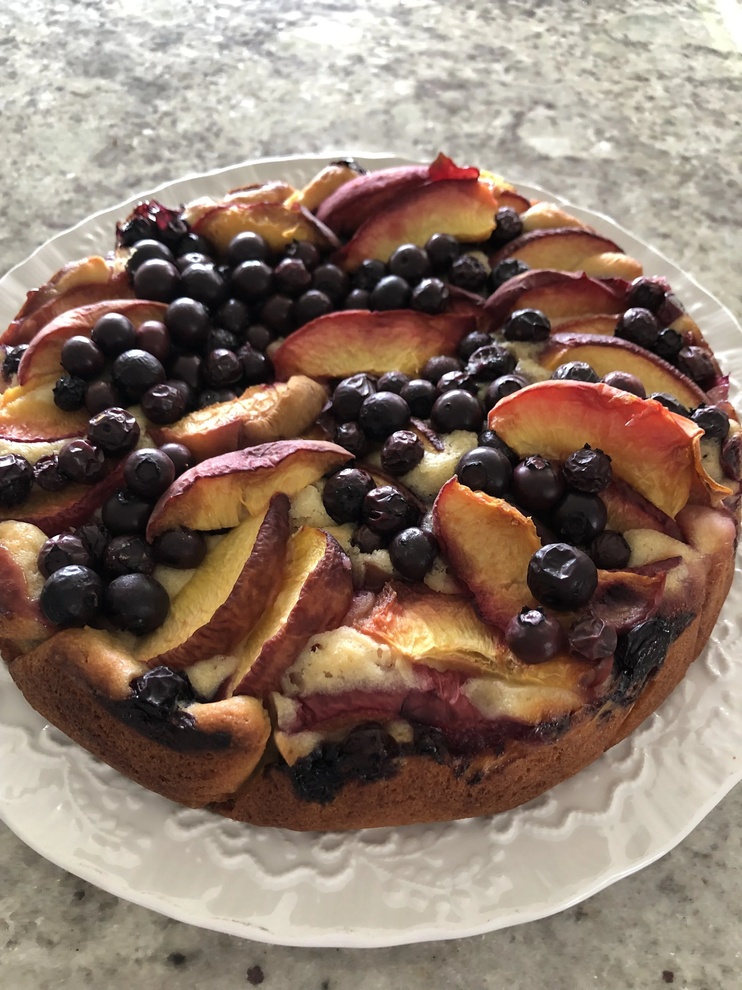Peach and Blueberry Yogurt Cake