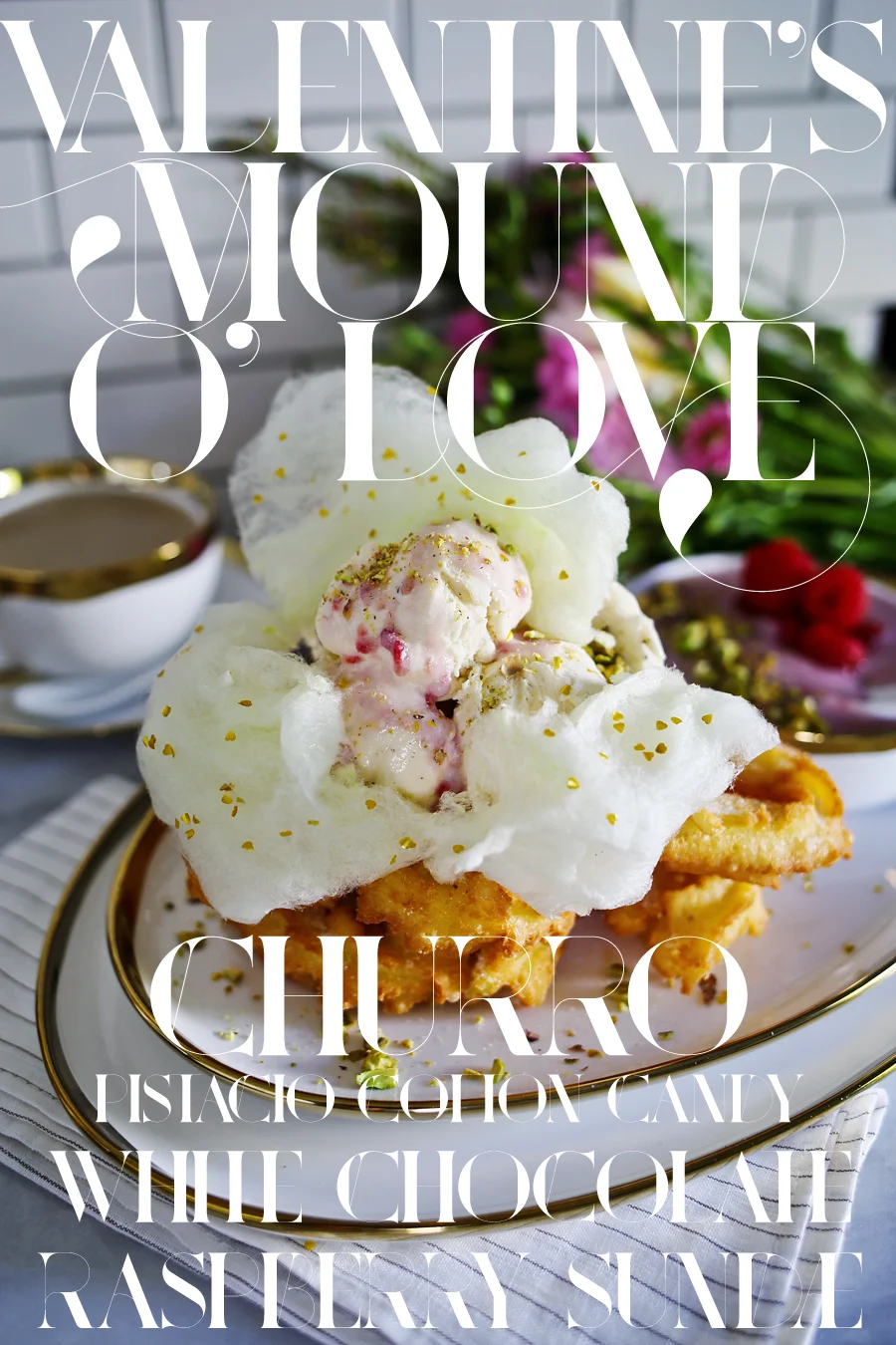 Pistachio Cotton Candy Churro Sundae | Recipe Dine X Design