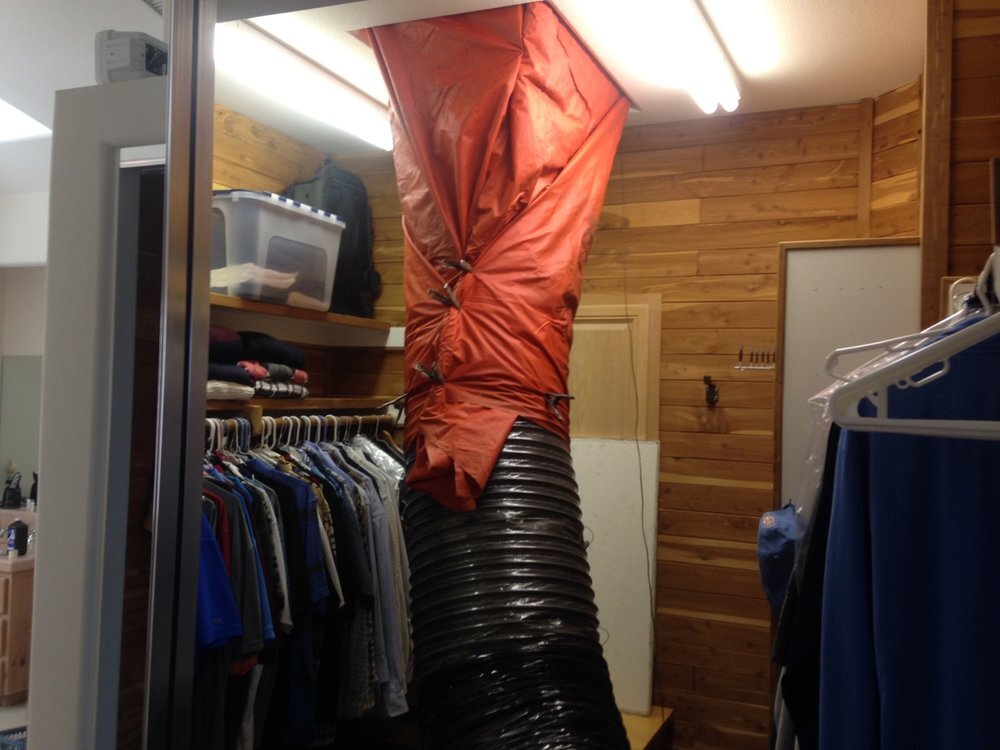 This is a duct used to treat a customers Termite Infested attic. Here you can see how a Thermal Heat Treatment can be used in a single area of a home not effecting any other area except to where the infestation is located.
