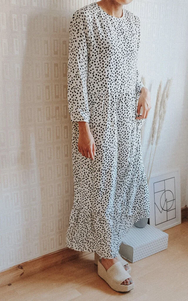 Polka dot maxi dress long sleeve Clearance