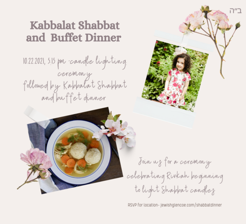 Candle Lighting, Kabbalat Shabbat &amp; Buffet Dinner