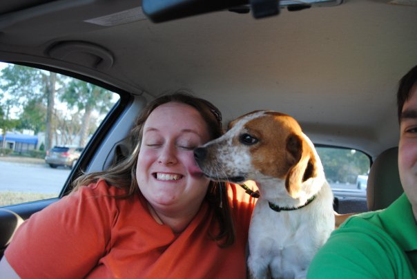 Lucy licking me on adoption day.jpeg