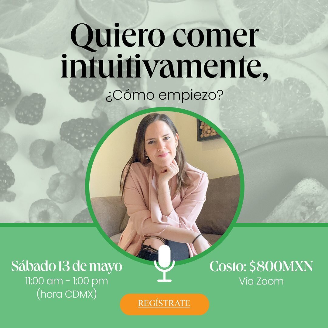 😍😍🙌🏼NUEVA FECHA PARA EL TALLER: &ldquo;Quiero Comer Intuitivamente, &iquest;C&oacute;mo Empiezo?&rdquo; 

Yaaaa mor&iacute;a por platicarte que el pr&oacute;ximo s&aacute;bado hay taller🤍🤍 va a ser online para que lo tomes desde la comodidad de
